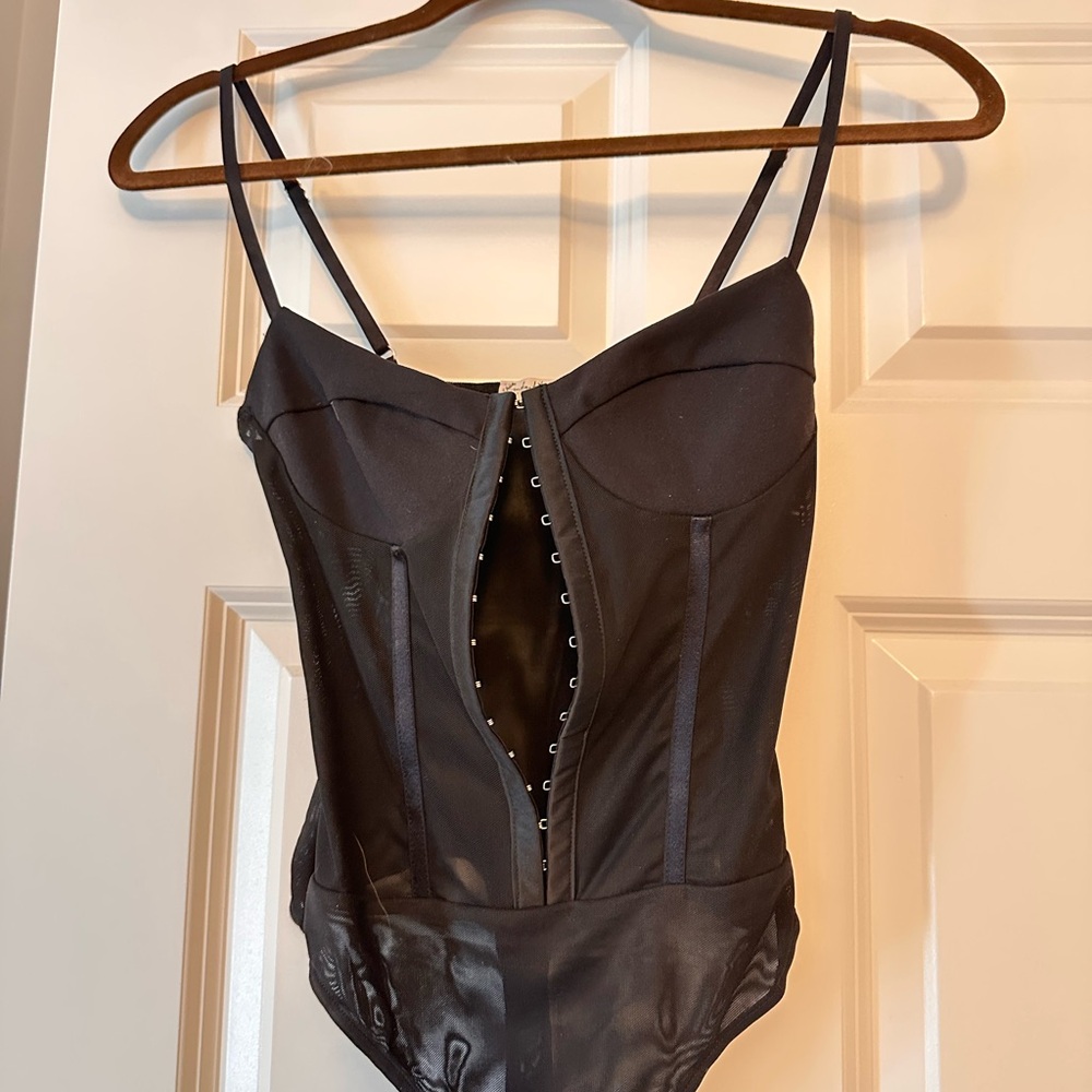 NWOT Free People Night Rhythm Black Bodysuit